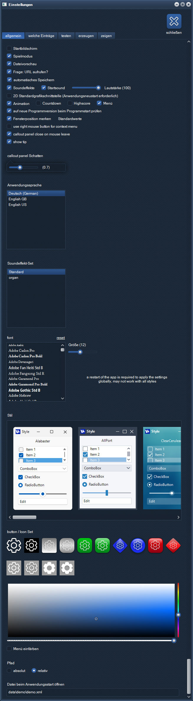 Screenshot VStar online Desktop Settings