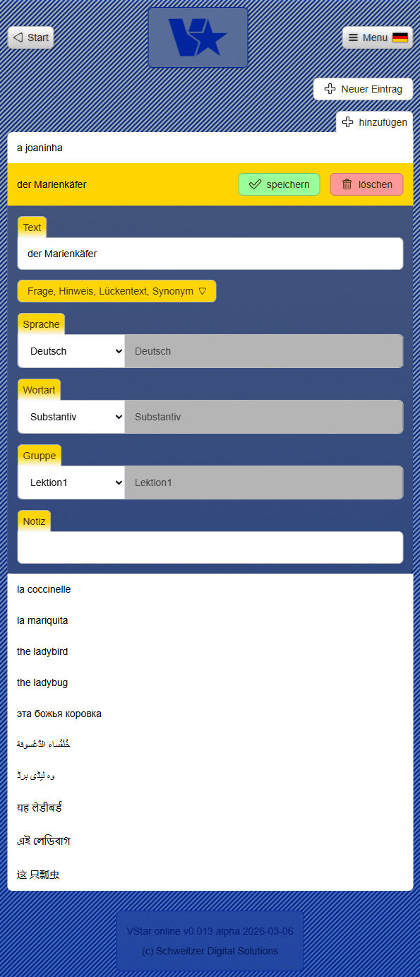 Screenshot VStar online editieren