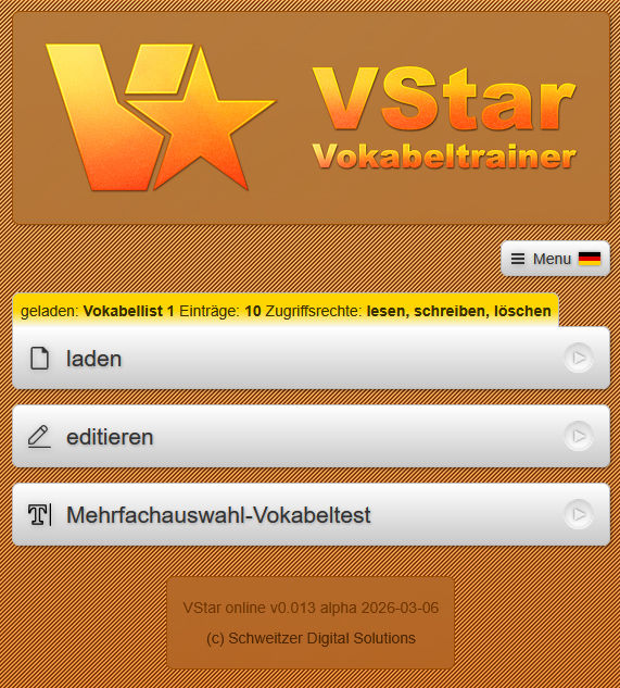 Screenshot VStar online Menu