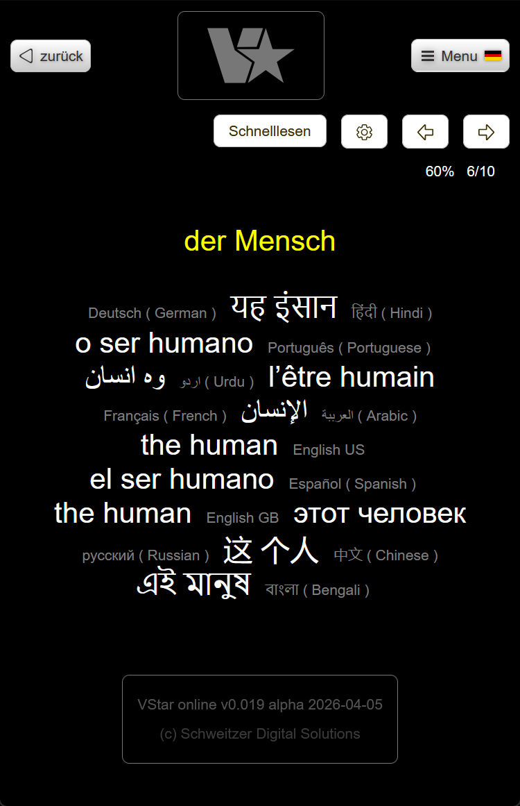 Screenshot VStar online Zeigen