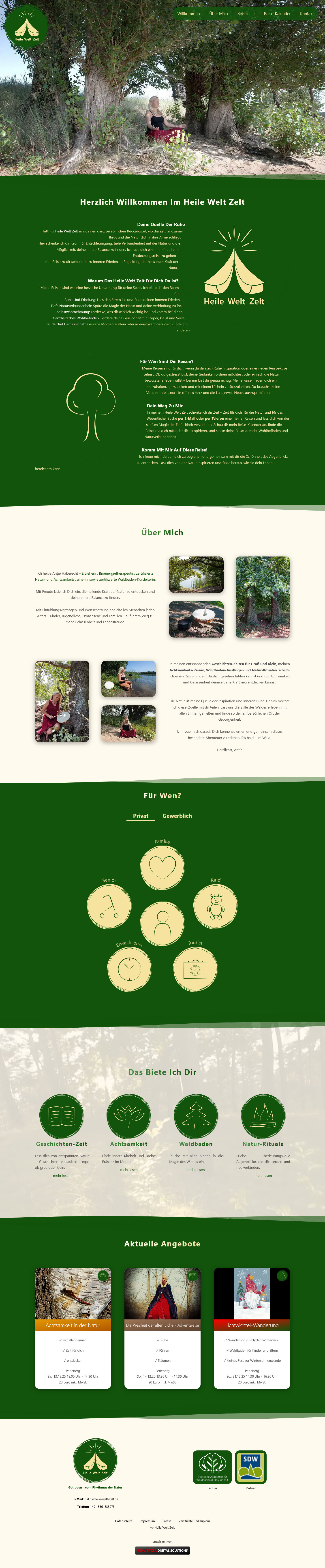 Screenshot Webseite Heile Welt Zelt Desktop