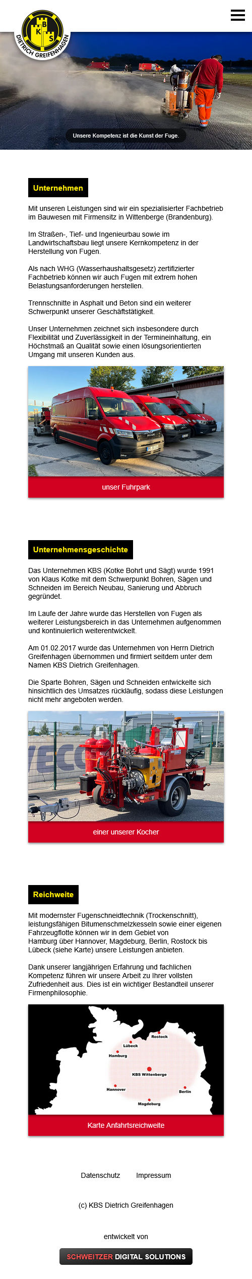 Screenshot Webseite KBS Fugen Handy